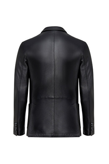 Derimod Dominic Men's Black Blazer Leather Jacket 24Wge65591M