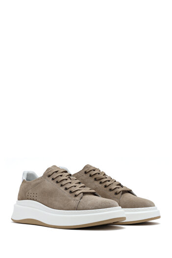 Derimod Erkek Bej Bağcıklı Kalın Tabanlı Nubuk Deri Sneaker 25SFD6109V3