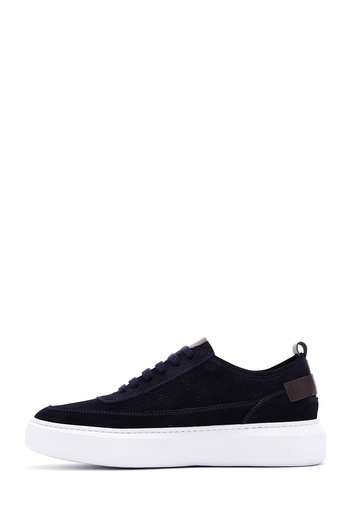 Derimod Men's Navy Blue Lace-Up Thick Soled Suede Leather Sneaker 25Sfd 740310