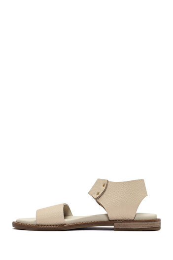 Derimod Women's Cream Buckle Genuine Leather Sandals 25Sfd2011Ft