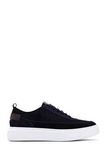 Derimod Men's Navy Blue Lace-Up Thick Soled Suede Leather Sneaker 25Sfd 740310