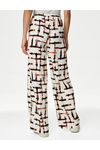 Marks & Spencer Yüksek Bel Desenli Wide Leg Pantolon