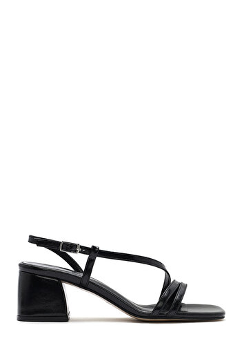 Derimod Women's Black Ankle Strap Short Thick Heeled Shoes Sandals 25Sfe390618
