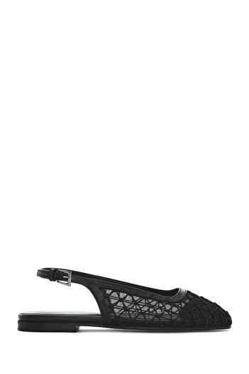 Derimod Women's Black Open Back Patterned Summer Ballerina Shoes 25Sfd18146F