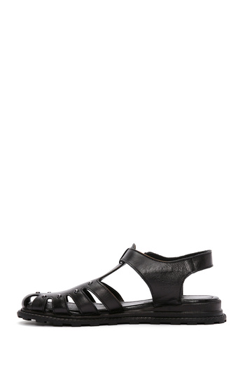Derimod Women's Black Ankle Strap Genuine Leather Sandals 25Sfd350218
