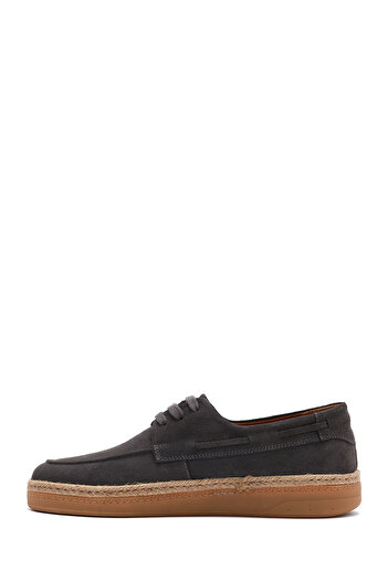 Derimod Men's Gray Lace-Up Suede Leather Casual Shoes 25Sfd 631910