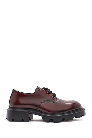 Derimod Women's Burgundy Lace-Up Leather Oxford Shoes 24Wfd 236422