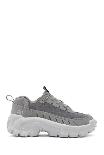Caterpillar Men's Gray Intruder Essential Lace-Up Thick Sole Leather Sneaker 015m101412