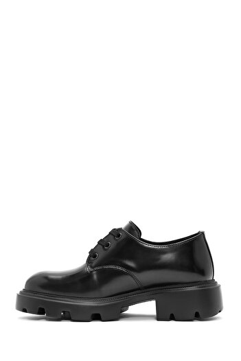 Derimod Women's Black Lace-Up Leather Oxford Shoes 24Wfd 236422