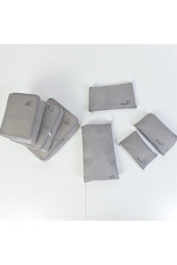 Textile sweet 7-Piece Gray Suitcase Organizer Luggage Organizer Set