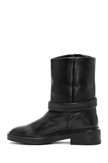 Derimod Women's Black Buckle Detailed Leather Boots 24Wfd162818