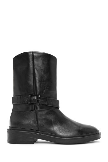 Derimod Women's Black Buckle Detailed Leather Boots 24Wfd162818