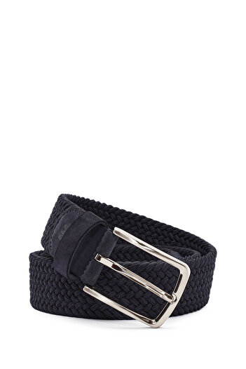 Derimod Men's Navy Blue Braided Leather Belt 000A2D 1400129
