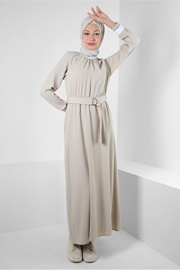 Alvina Elastic Waist and Belt Dress - 43865