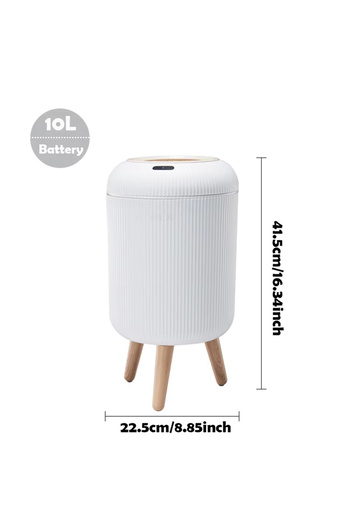 Choice 10L White with feet Automatic Trash Can with Lid, Small Plastic Smart Trash Can, Motion Sensor Tras