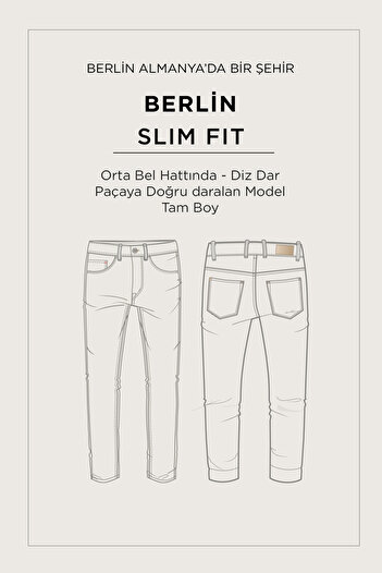 Avva Чоловічі сині джинси з ефектом старіння Overdy Berlin Slim Fit Jean Pantolon A42Y3523