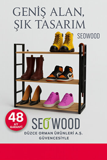 stickwood 3 Katlı Süper Kalite Siyah Kitaplık & Ayakkabılık, Banyo, Mutfak, Oyuncak Dolabı