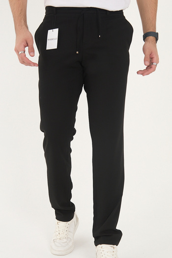Canrion Premium Siyah SlimFit Erkek Jogger Bağcıklı Pantolon