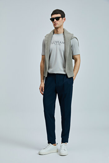 Lufian Pıto Smart Men's Chino Trousers Slim Fit Navy Blue
