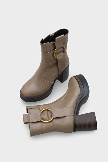 Capone Outfitters Tiffany Yuvarlak Burunlu Yandan Fermuarlı Orta Topuklu Kadın Bot