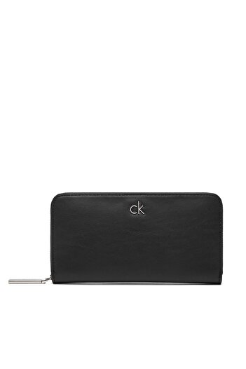 Calvin Klein Ck Re-Lock Large Zip Around Siyah Kadın Cüzdan