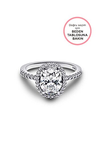 Pandora Oval Işıltılı Hale İddialı Yüzük