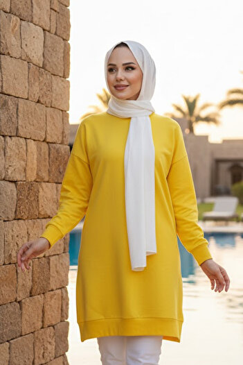Neva Style 30645SR Μοντέλο Κίτρινο Hijab Tunic