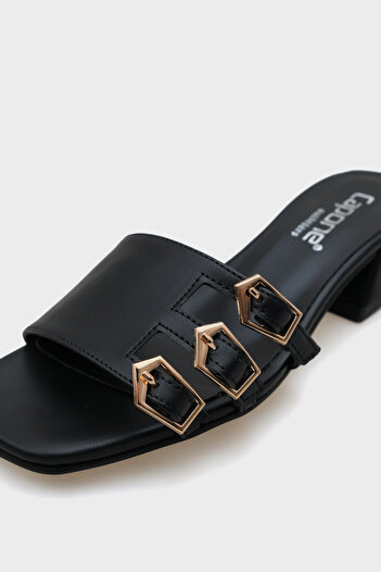 Capone Outfitters Lesley Short Heeled Blunt Toe Buckle Women's Slippers