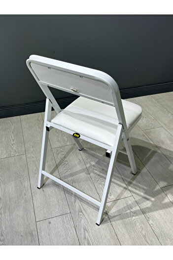 hey modüler mobilya Hey Katlanır Beyaz Mutfak Yemek Sandalyesi Balkon Bahçe Otel Kafe Katlanır Sandalyesi Beyaz Deri