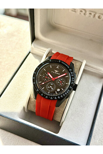 FERRO Black Silicone Cord Wristwatch Fm11401Dwt-G All Functions Active 3Atm Waterproof Giftpackaged