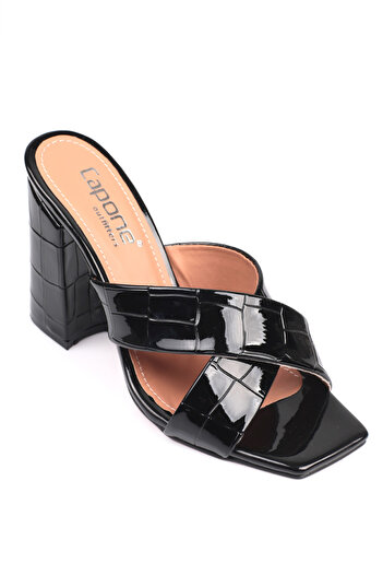 Capone Outfitters Large Crocodile Patterned 015 Heeled Blunt Toe Women's Slippers