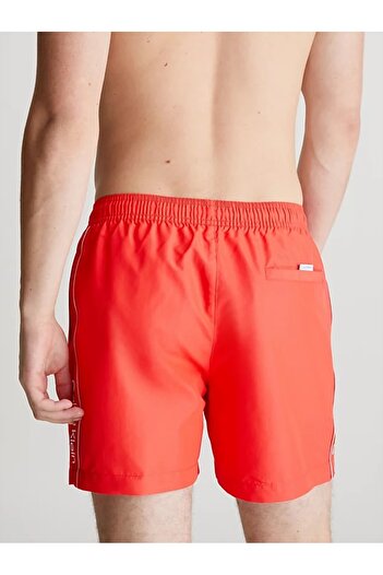 Calvin Klein Men's Logo Detailed Red Swimsuit Shorts