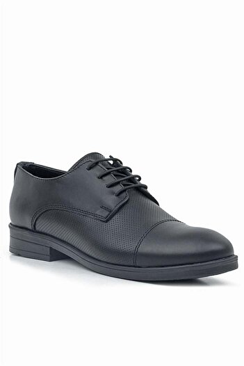 Rakerplus Black Matte Lace-Up Oxford Children's Classic Shoes