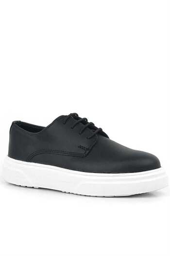 Rakerplus Derby Black Matte White Sole Children's Classic Shoes