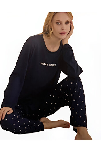 Mihra Milan Kadın Lacivert Pijama Takımı – Rahat ve Şık Ev Giyim
