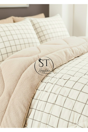 Shopyteks طقم نوم ويلسوفت مربع كريمي مزدوج الجوانب 195x215