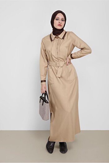 Alvina BELTED LEATHER DETAILED DRESS 42222