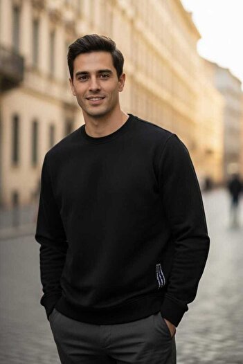 Voltaj Paolo Crew Neck Men's Sweatshirt Black