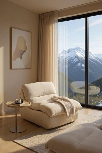 JOJO HOME Fotoliu Premium Lounge, HD Foam, L x l x h: 80 x 100 x 74 cm, Crem