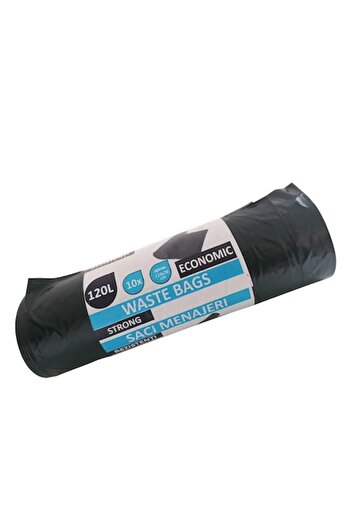 Economic Housekeeping bags 120L, 10 durable black pcs