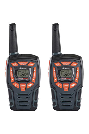 COBRA Set of 2 walkie-talkies AM855, 10 km, 16 channels, 121 codes, IPX2, LED, dock, 6 batteries