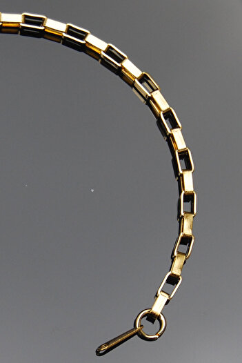 Rua Jewelry Steel Rectangular Interlocking Bracelet 3 mm Gold Color |   Non-Tarnishing, Unisex, 2 Years Warranty