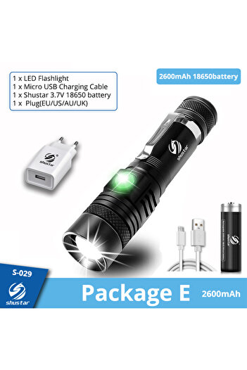 Choice V6-Brightest Package E-2600mAh Ultra Bright LED Flashlight With XP-L V6 LED lamp beads Waterproof To
