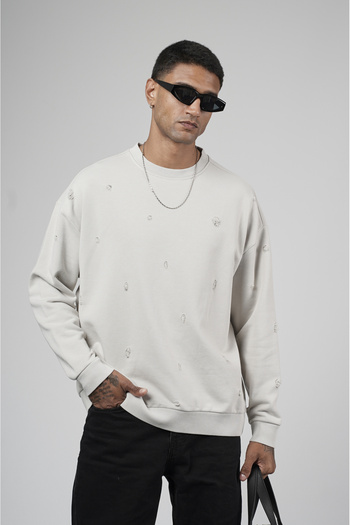 Butik Trend Biz Oversize Laser Crew Neck Men's Sweatshirt