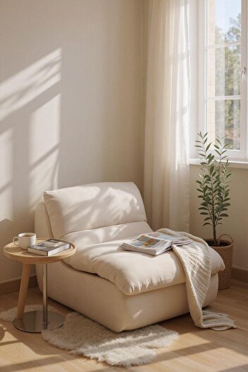 JOJO HOME Fotoliu Premium Lounge, HD Foam, L x l x h: 80 x 100 x 74 cm, Crem