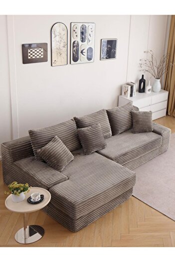 JOJO HOME Canapea Serenity Velvet, HD Foam, L x l x h: 270 x 170 x 70cm, Cappuccino