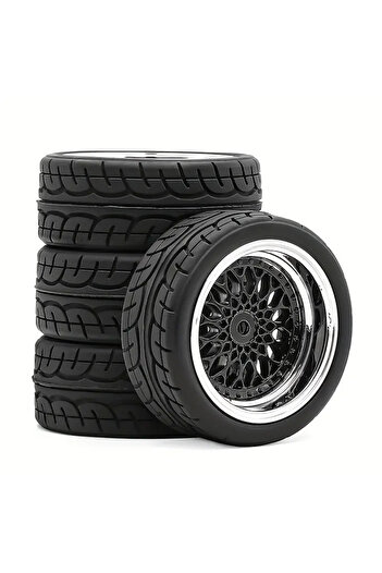 Choice C1 4PCS 65mm RC Drift Tires & Wheels for Tamiya TT02/XV01 WRC - 1/10 On-Road Racing Flat Run Set - H