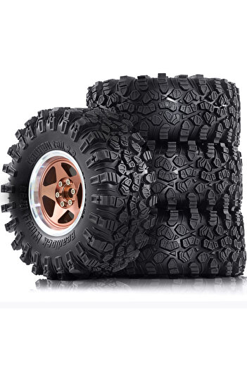 Choice 4pcs Brown RC Crawler 2.2 Beadlock Wheels and Tires Tall Soft Sticky Mud Slingers Tyres & Aluminium