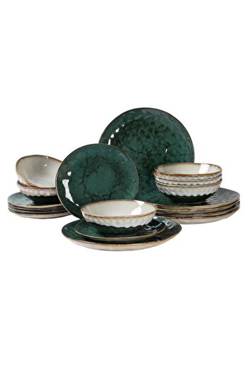 Other KOMPLET OBIADOWY OMBRES DLA 6 OSÓB 18 ELEM. GREEN GREY