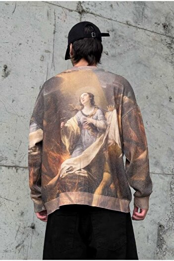 serline Digital Printed Oversize Sweater